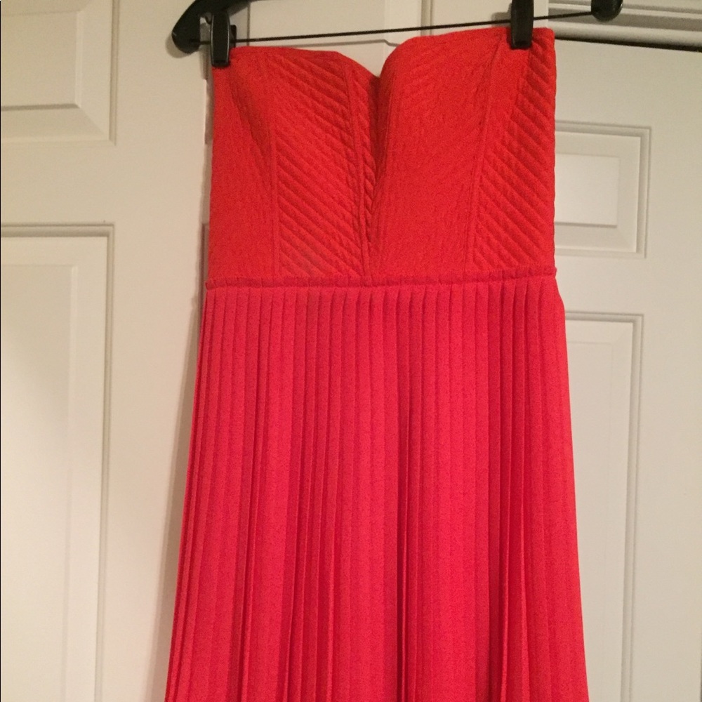 Rebecca Taylor Silk Coral Strapless Dress